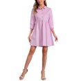 thumbnail image 2 of Vestido de camisa para mujer Inspire Chic de manga 3/4, con botones, mini vestido en rosa y púrpura, talla XL, 2 of 5