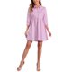 thumbnail image 2 of Vestido de camisa para mujer Inspire Chic de manga 3/4, con botones, mini vestido en rosa y púrpura, talla XL, 2 of 5