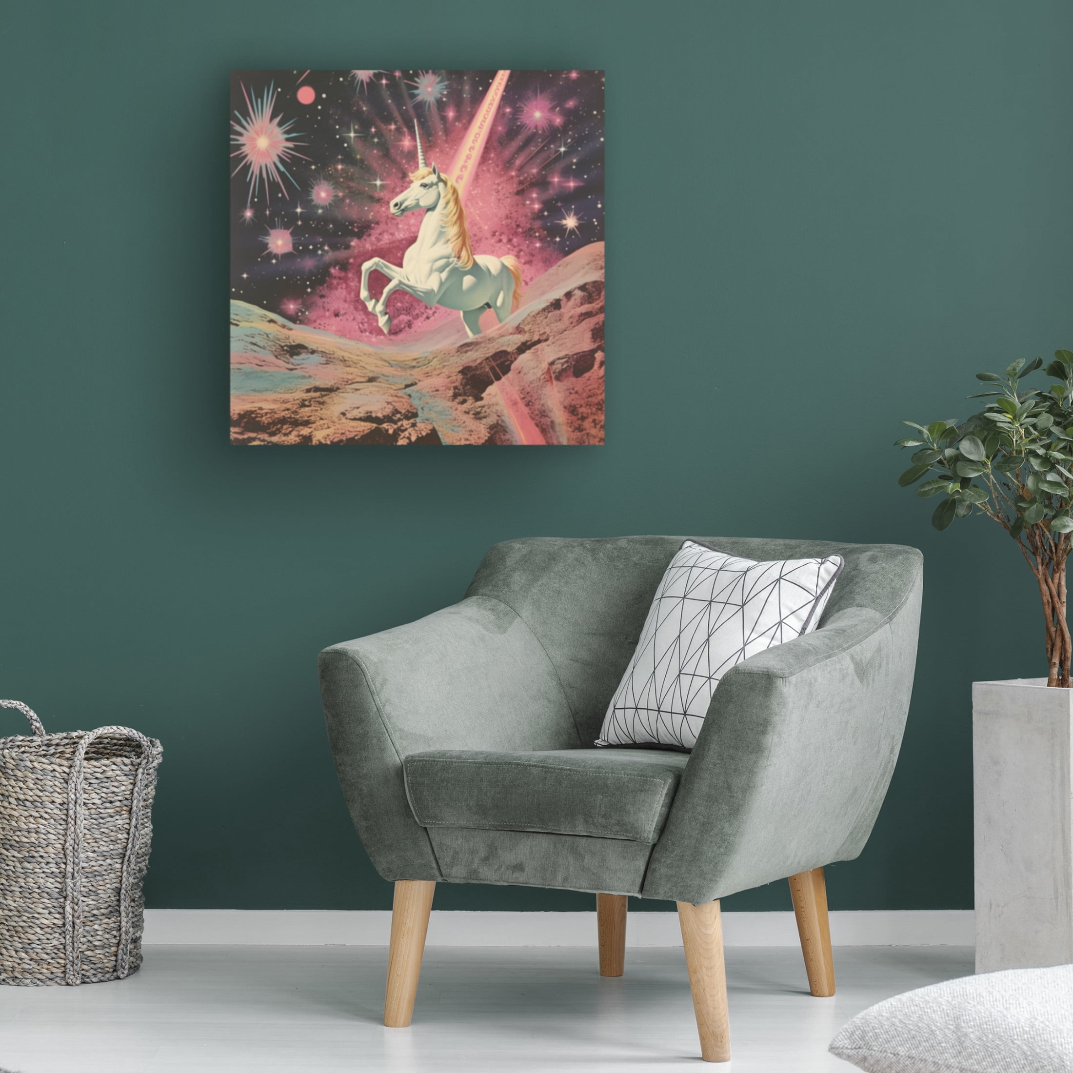 Canvas Wall Art - Samantha Hearn 'Magic Unicorn Collage Art' Wall Art for Living Room, Bedroom, or Office D?cor by Trademark Fine Art - 14 x 14 Inches
