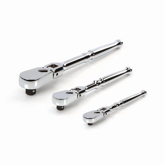 TEKTON 1/4, 3/8, 1/2 Inch Drive Flex Head Ratchet Set, 3-Piece (6, 8, 10-1/2 in.) | SRH92004