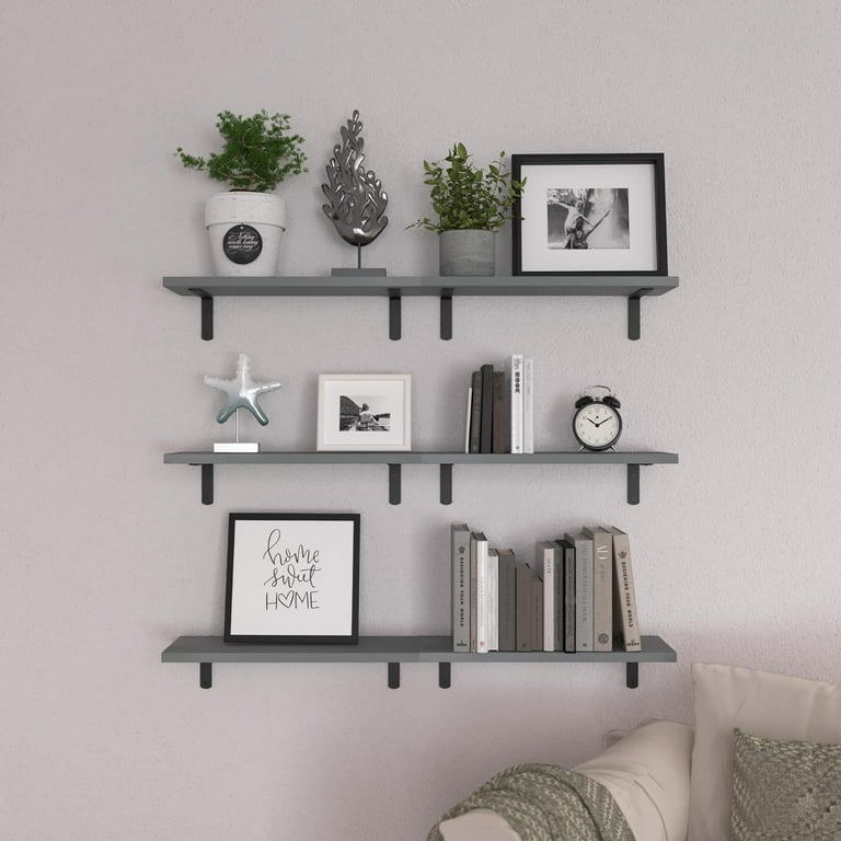 Lyth 6 Piece Pine Bracket Shelf 17 Stories Finish Gray