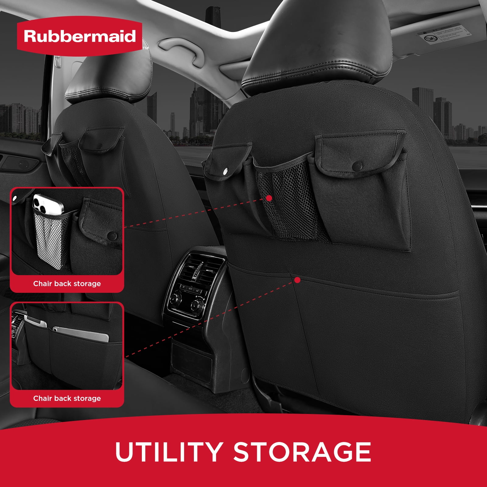 Rubbermaid Leather Car Seat,Sport-Style Car Seat Cover,Breathable,Easy to Clean,Universal Fit for Cars,Trucks and SUVs Black