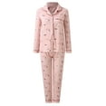 LBECLEY Ladies Flannel Pajamas Pants Women Casual Lapel Button Polka