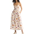 thumbnail image 2 of Jaimenalin Women'S Summer Midi Dresses Plaid Sleeveless Spaghetti Strap Smocked Tiered Beach Sundress Pockets Colorful XS, 2 of 7