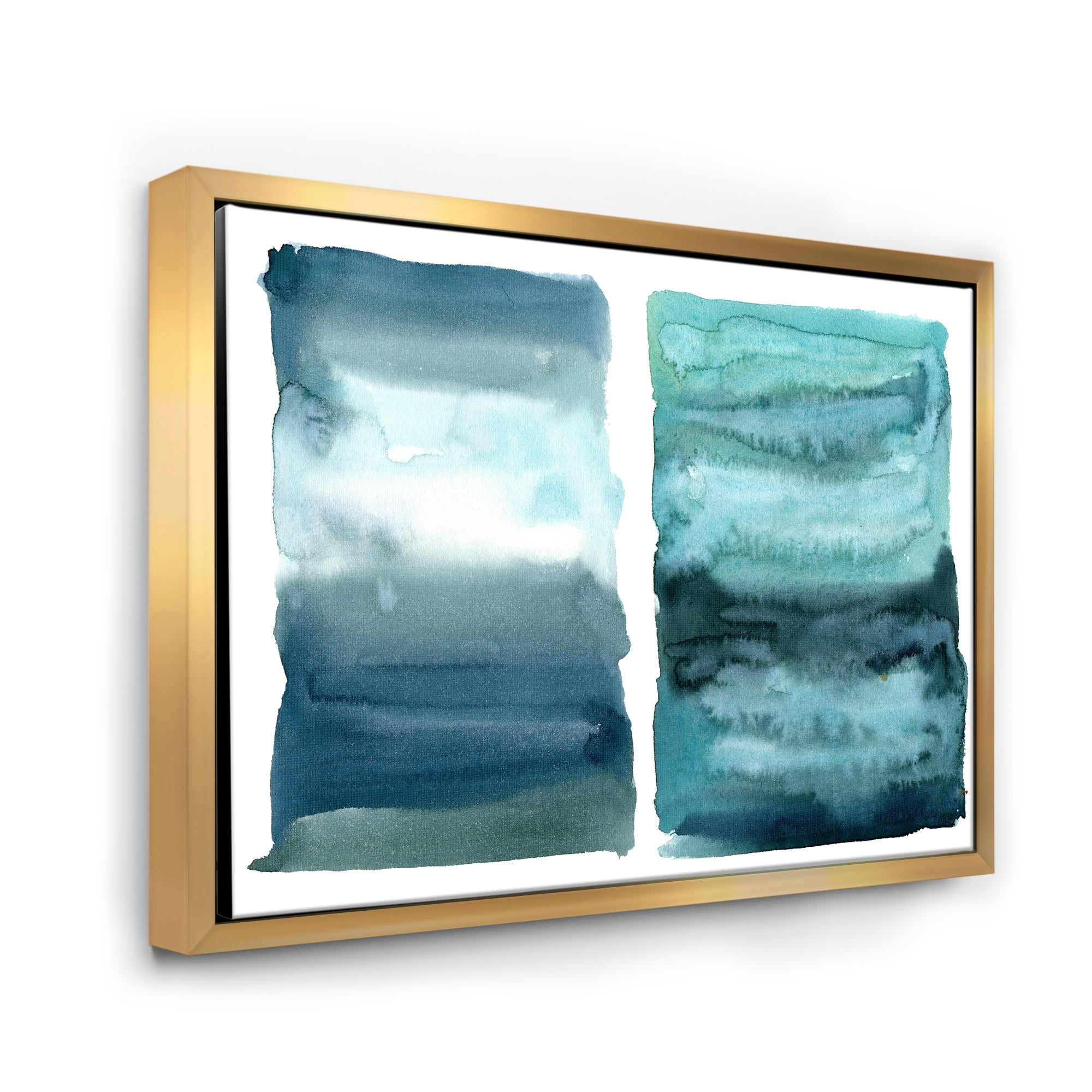 Designart 'Abstract Blue Ocean Aquatic Impression II' Modern Framed Canvas Wall Art Print
