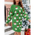 thumbnail image 3 of xiaxaixu Robe Chandail de Noël pour Femmes Imprimé Père Noël Col Rond Manches Longues Robe Tunique Décontractée Automne Hiver, 3 of 7