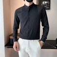 thumbnail image 3 of Camisas y blusas negras de manga larga a rayas blancas para hombre, estilo coreano, tallas grandes, ropa de diseñador social asiático genial, 3 of 5