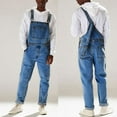 thumbnail image 2 of Mens Denim Blue Dungarees Work Dungaree Adjustable Straps Jumpsuit Slim Fit Work Suspender Pants with Pockets Casual Overalls Vintage Jeans Rompers Streetwear, 2 of 6