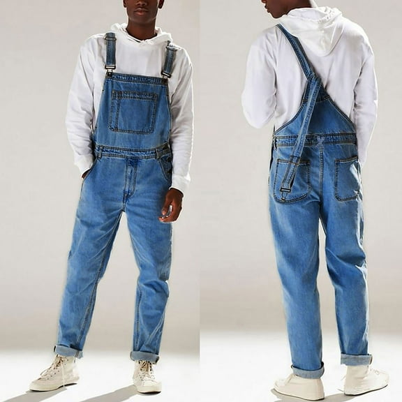 ZZwxWA Men's Bib Overalls Denim Work Overalls Classic Adjustable Straps Jean Pants Pocket Overall Jumpsuit Fashion Workwear Festival Gift