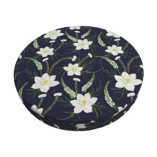 Balery Lilies Flowers Fundas de asiento para taburete de bar redondo de tela de terciopelo ajustables que protegen de arañazos y manchas para sillas de 14 a 17 pulgadas.-12 inch