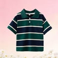 thumbnail image 5 of DAETIROS Boys Short Sleeve Striped Polo Shirt, 100% Cotton Soft Breathable, Green, Kids Casual Wear,Size 5-6 T, 5 of 6