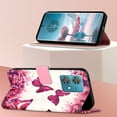 thumbnail image 4 of SaniMore Magnetic Flip Wallet Case for Motorola Edge 40 Neo, RFID Blocking Card Holder Painted Pattern PU Leather Cover with Kickstand & Wrist Strap Shockproof Protective Shell, Rose Butterfly, 4 of 6