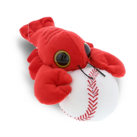 DolliBu Big Eye Lobster Stuffed Animal with Baseball Plush - Soft Huggable Lobster, Adorable Playtime Plush Toy, Cute Ocean Life Gift, Baseball Plush Animal Toy for Kids and Adults - 6 Inches