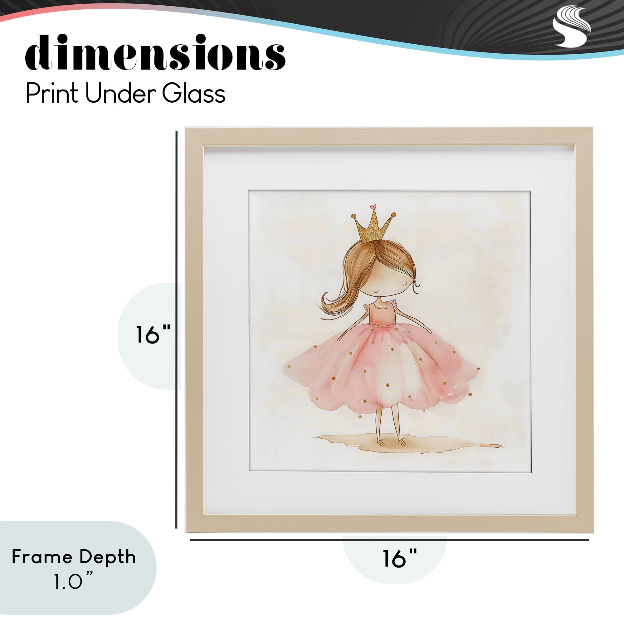 Stupell Industries Little Princess with Crown Birch Framed Print Under Glass, design by Creative Studio