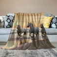 thumbnail image 2 of Chilfamy Horses Beach Sunset Print Throw Blanket Flannel Hand Machine Wash Super Soft Blanket for All Seasons Exquisite Gifts 50x60in, 2 of 6