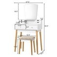 thumbnail image 2 of Costway Vanity Table Set W/Mirror & 6 Drawer Dressing Table Cushioned Stool Makeup Table, 2 of 10