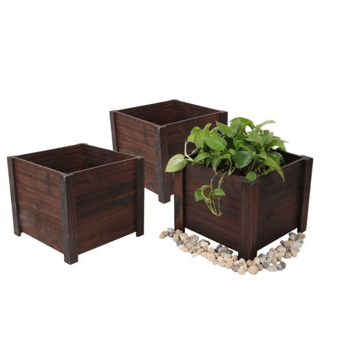 Leisure Season Cypress Planter Box Set Of 3 Walmart Com Walmart Com