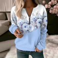 thumbnail image 2 of Bovemsi Women's Lightweight Hoodie Vintage Sports Basic Quarter Zip Floral V Neck Micro Elastic Long Sleeve Fall Winter Comfort Tops for Women Trendy Blue XXL, 2 of 4