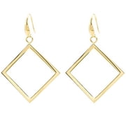 Stainless Steel Gold Square Statement Dangle Earrings
