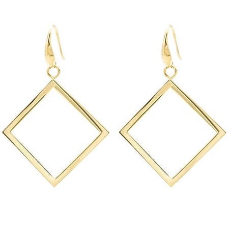 Stainless Steel Gold Square Statement Dangle Earrings