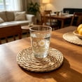 thumbnail image 6 of Naittoop 1pcs Rustic Round Braided Placemat Table Mats for Dining Tables 3.94 inch Non Slip Washable Kitchen Table Place Mats Natural Farmhouse Decor Brown, 6 of 6