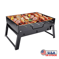 Tcbosik Portable Charcoal BBQ Grill, Folding Smoker Grill, Outdoor Campfire Grill for Cooking, Camping, Picnic, BBQ, Black