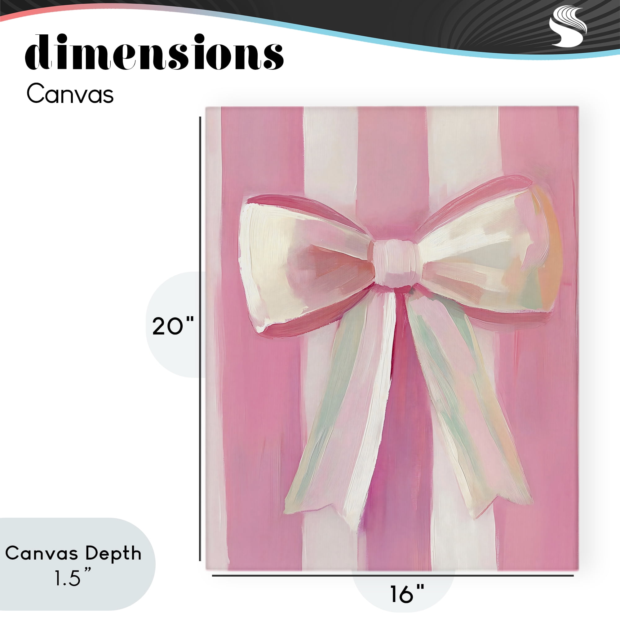 Stupell Industries Preppy Pink Bow on Stripes Canvas Wall Art, design by The Prints Vibe