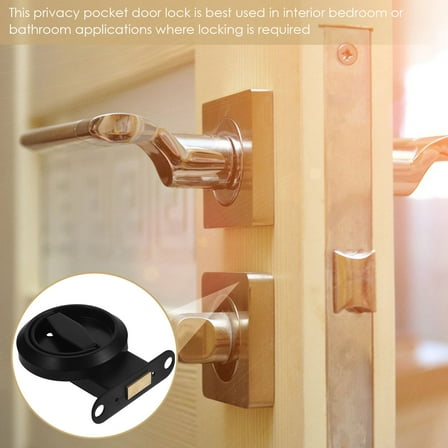ELAYARD Black Stainless Steel Sliding Door Lock with Privacy Function and Recessed Cup Pull Handle for Home Security