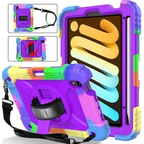 AVAWO Case for iPad Mini 6 / Mini 7 8.3 inch 2021 Release, Shockproof Rugged Kids Case with [360 Rotating Stand] [Hand Strap] for iPad Mini 6th/7th Gen 8.3-Purple