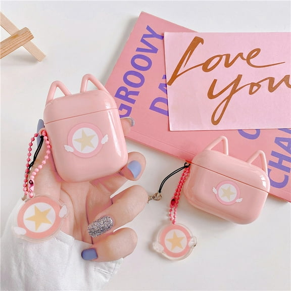 Compatible with Apple, Pink star earphone set