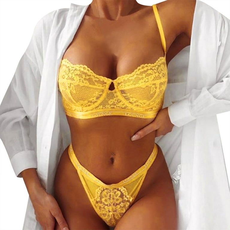 Plus Size Lingerie For Women Underwear Large Size Underwear Underwear Three  Point Suit Nightwear Yellow XXL