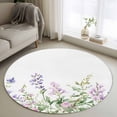 thumbnail image 3 of Purple Flower Round Area&nbsp;Rug 4ft Spring Pink Lavender Floral Botanical Pastoral Non-Slip&nbsp;Washable Circle Rugs Soft Felt Indoor Floor Mat for Bedroom Kitchen Living Room Bathroom, 3 of 9