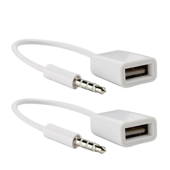 2x 3.5mm Male Audio Stereo Jack to USB 2.0 Female Wire Converter