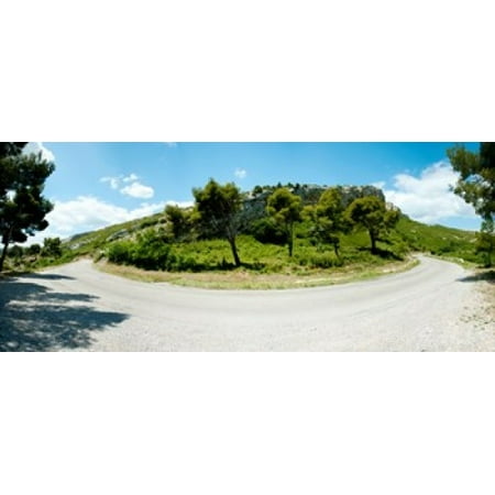 Curve in the road Bouches-Du-Rhone Provence-Alpes-Cote dAzur France Canvas Art - Panoramic Images (15 x