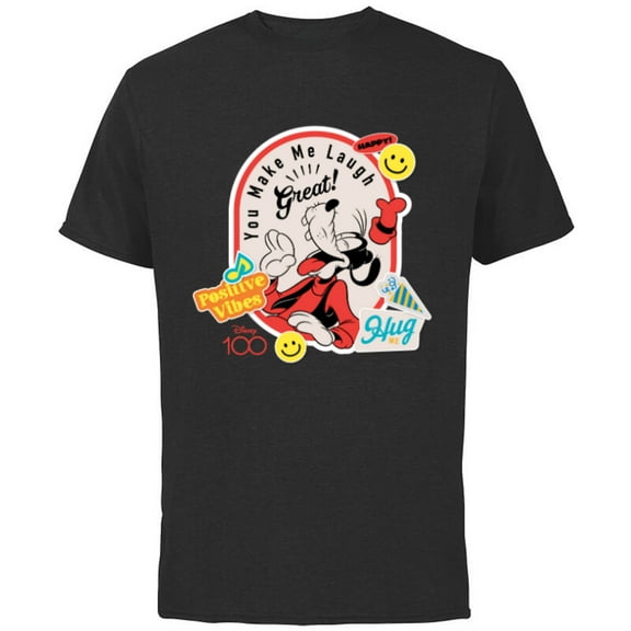 Disney 100 Goofy You Make Me Laugh Happy Faces Stickers D100 - Short Sleeve Cotton T-Shirt for Adults - Customized-Black