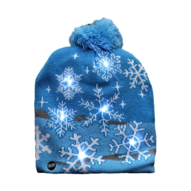 MesaSe Christmas Decor Knitted Christmas Hat Cartoon Pattern Light Flashing Cap LED New Year Gifts