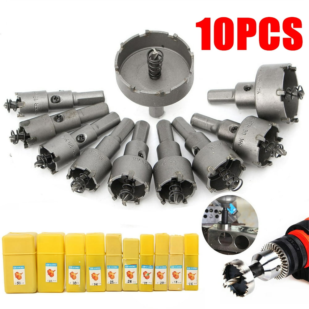 10 Pcs 16mm 50mm Steel Carbide Tipped Holesaw Drill Bit Tct Metal Wood