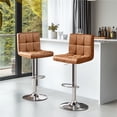 thumbnail image 2 of Topeakmart 2pcs Adjustable Faux Leather Counter Bar Stools with Backrest, Retro Brown, 2 of 7