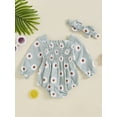 thumbnail image 5 of FEORJGP Toddler Girl 2PCS Floral Outfits 0 3M 6M 9M 12M 18M Newborn Long Sleeve Jumpsuits Square Neck Bodysuits Flower Print Rompers with Hairband Kidsual Comfy Daily Clothes for Spring Fall, 5 of 7