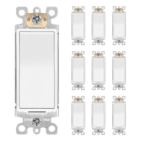 Light Switch ThUnderway - Decorador de 3 vías, color blanco brillante (paquete de 10)