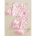thumbnail image 2 of aturustex Little Girls Valentine Pajamas Outfits 6M 12M 18M 2T 3T 4T Toddler Baby Bow Print Plush Loungewear Laple Button Shirts Long Sleeve Tops withepwear for Baby Cute Valentine's Day Pjs, 2 of 6