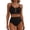 Black, variant on QURATI Swimwear Women'S Bikini V Neck Cutout Swimsuit High Waist Textured Pleated Swimsuit Beige L