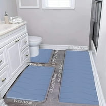 Cinvoph 3pcs Bathroom Rugs Mat Set, Absorbent Microfiber Bath Rugs, Quick Dry, Machine Washable Bath Mats for Bathroom Floor, Tub and Shower, Home Decor Blue