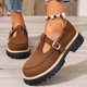 thumbnail image 2 of Zapatos de Tacón Bajo de Moda Casual Versátil Más Tamaño de Color Sólido Dedo Redondo de un Pie Mochilas con Correas de Zapato Ajustables para Tacones, 2 of 9