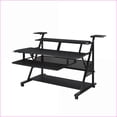 thumbnail image 4 of Music Desk with Keyboard Tray, Cable Management & Wheels, Black Finish | Black | Synthetic Wood, 4 of 8