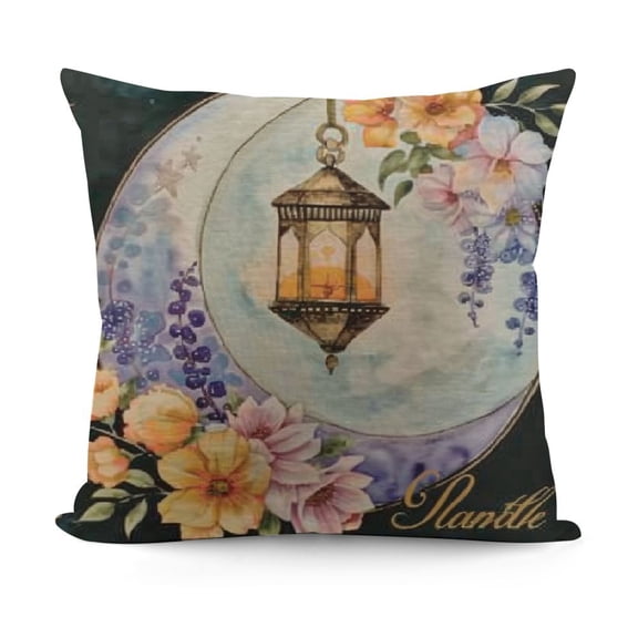 YINGXI Ramadan Kareem Pillow Covers, Seasonal Spring Pillowcase Ramadan Deocrations Throw Pillows Moon Flower Lantern Decorative Outdoor Cushion Case for Home Party Decor 12x12in