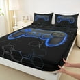 thumbnail image 3 of Homewish Chic Blue Honeycomb Full Size Sheets, Video Game Controller Bed Sheets, Modern Gaming Player Sheet Sets, Breathable Home Decor, 4 Pieces, 3 of 7