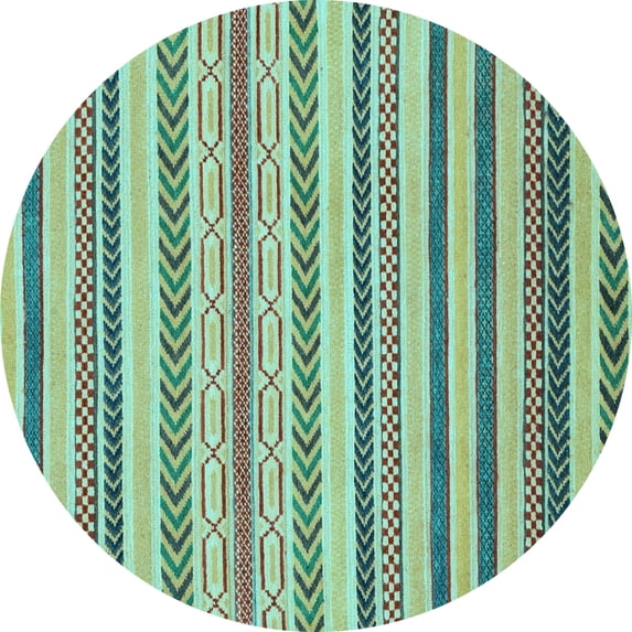 Ahgly Company Indoor Round Abstract Light Blue Modern Area Rugs, 3' Round