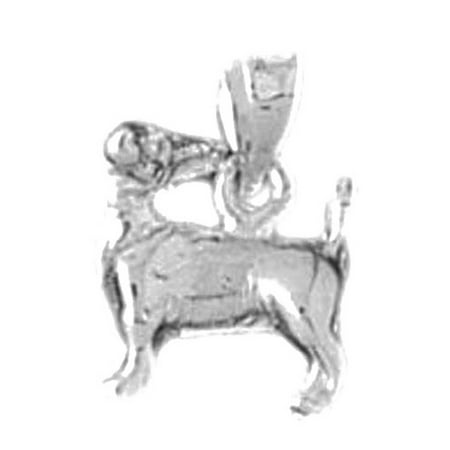 14K White Gold Dog Pendant - 14 mm