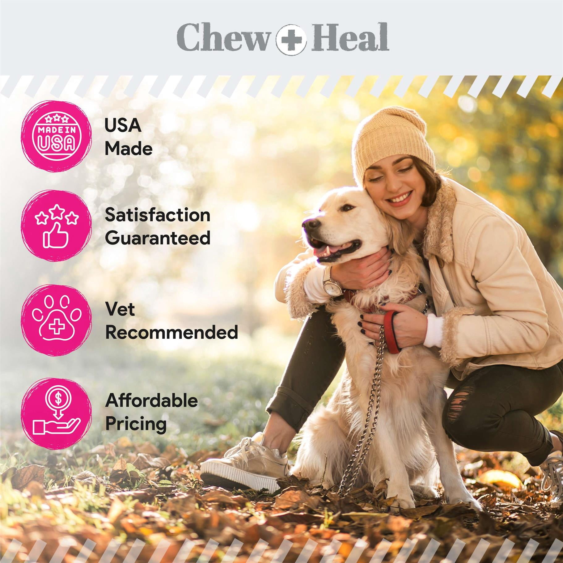 Chew + Heal Omega Powder for Dogs, 14 oz - with Omega 3, 6, and 9 Fatty Acids, Biotin, and Vitamin C